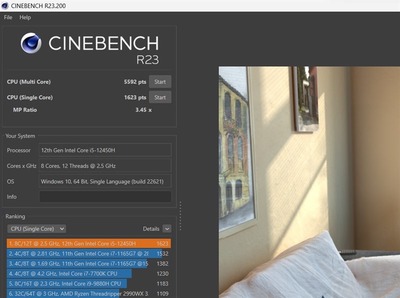 Điểm Cinebench R23 trên MSI GF63 Thin 12VE. Điểm Cinebench R23 trên MSI GF63 Thin 12VE.
