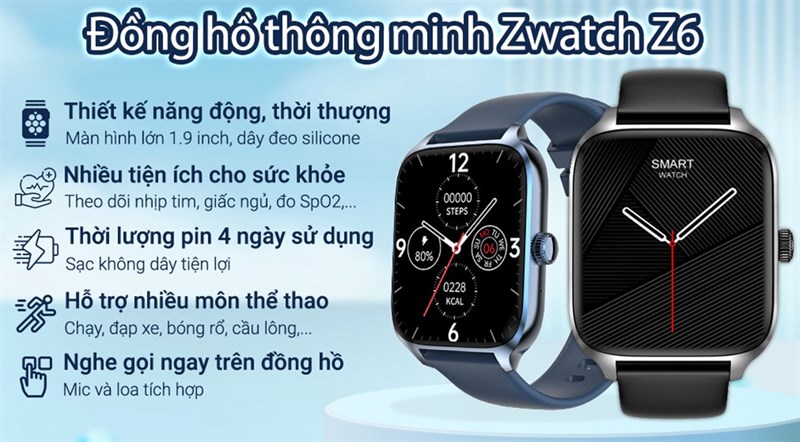 Thiết kế thời thượng, giá từ 490K khi mua ZWatch Z6 | Z8