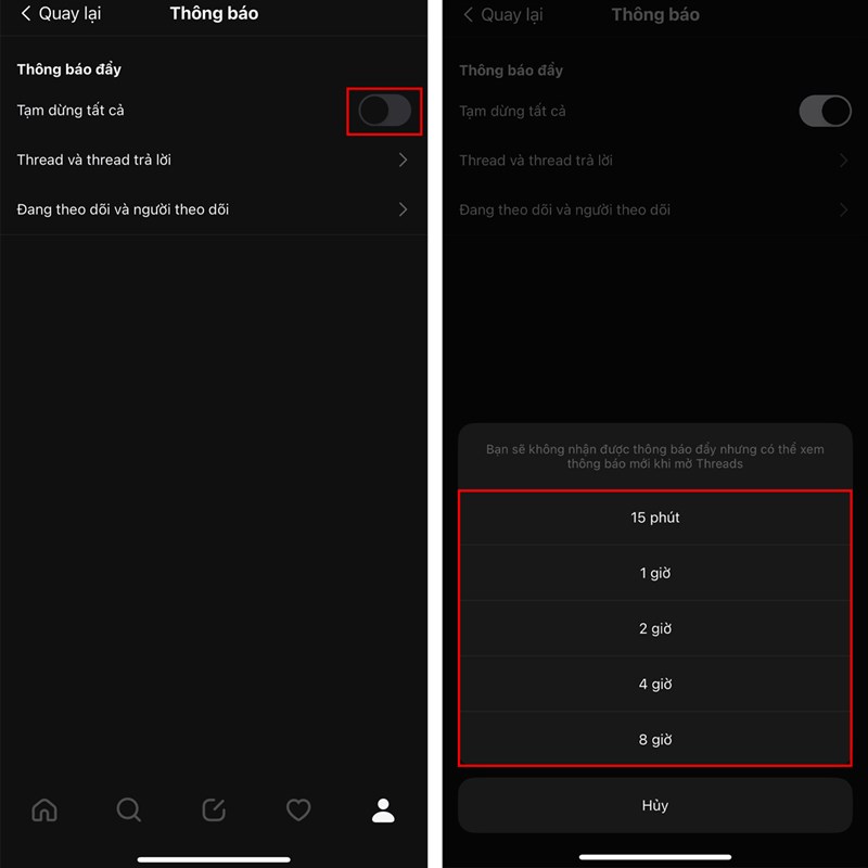 Cách tắt thông báo trên ứng dụng Threads