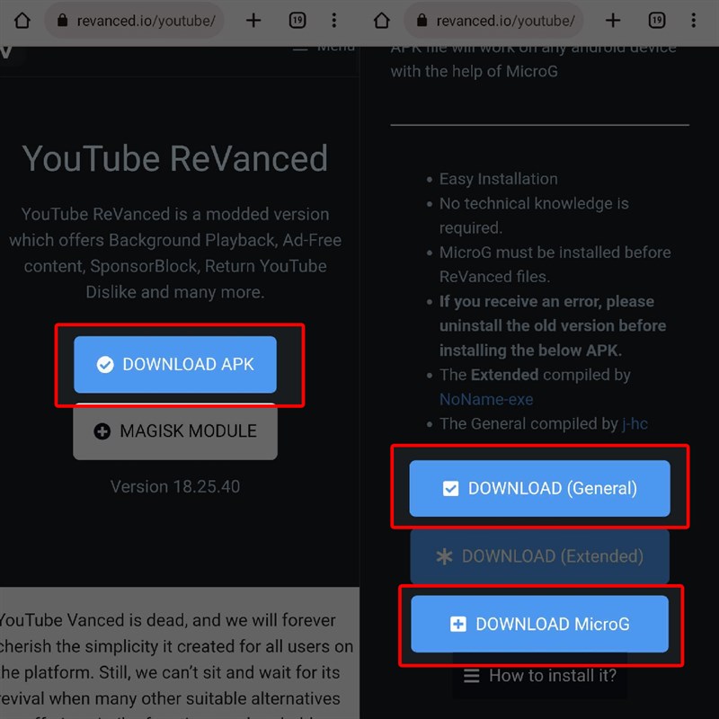 Cách tải YouTube ReVanced 18.25.40 Cách tải YouTube ReVanced 18.25.40