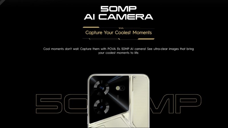 Tecno POVA 5 được trang bị camera 50 MP đem đến những bức ảnh chân thực