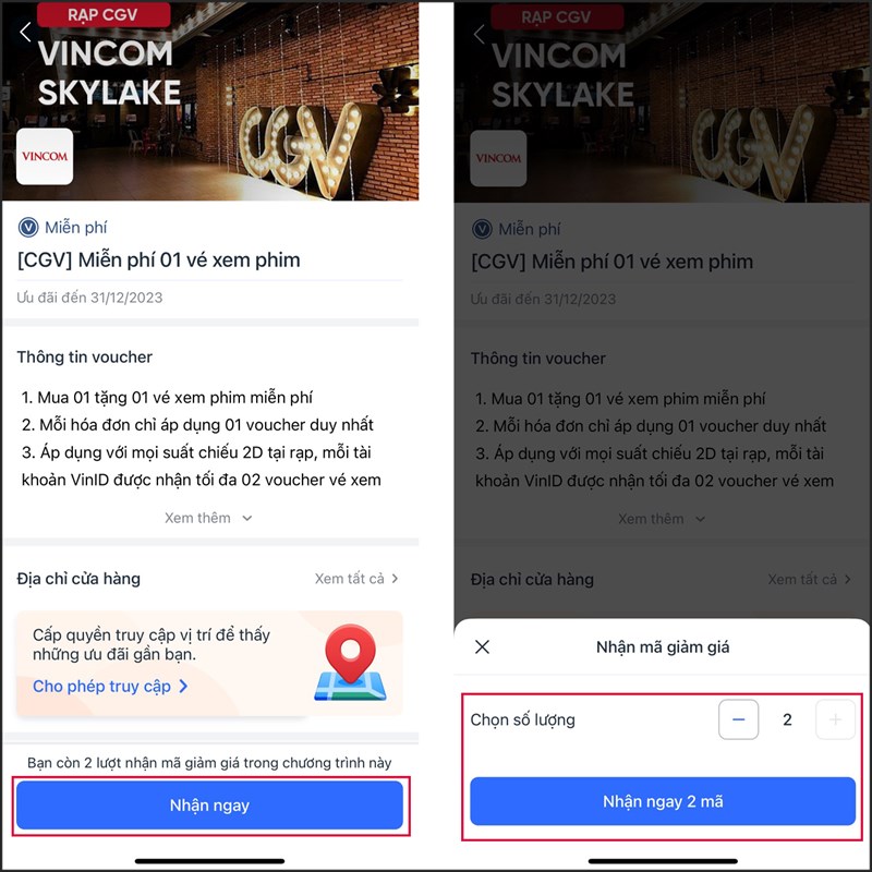 Cách nhận vé CGV miễn phí