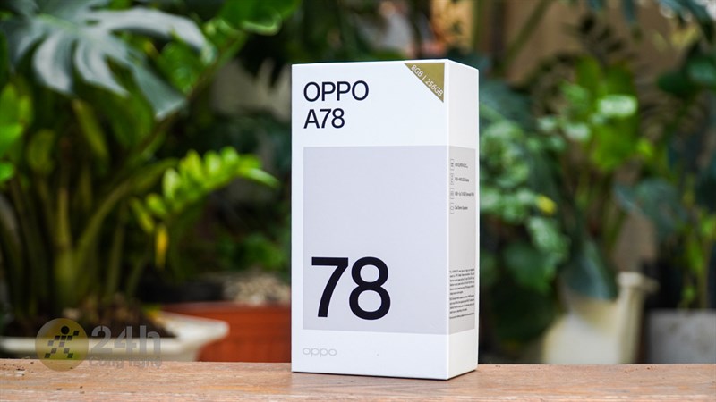 Hộp đựng của OPPO A78 được thiết kế tương đối đơn giản Hộp đựng của OPPO A78 được thiết kế tương đối đơn giản