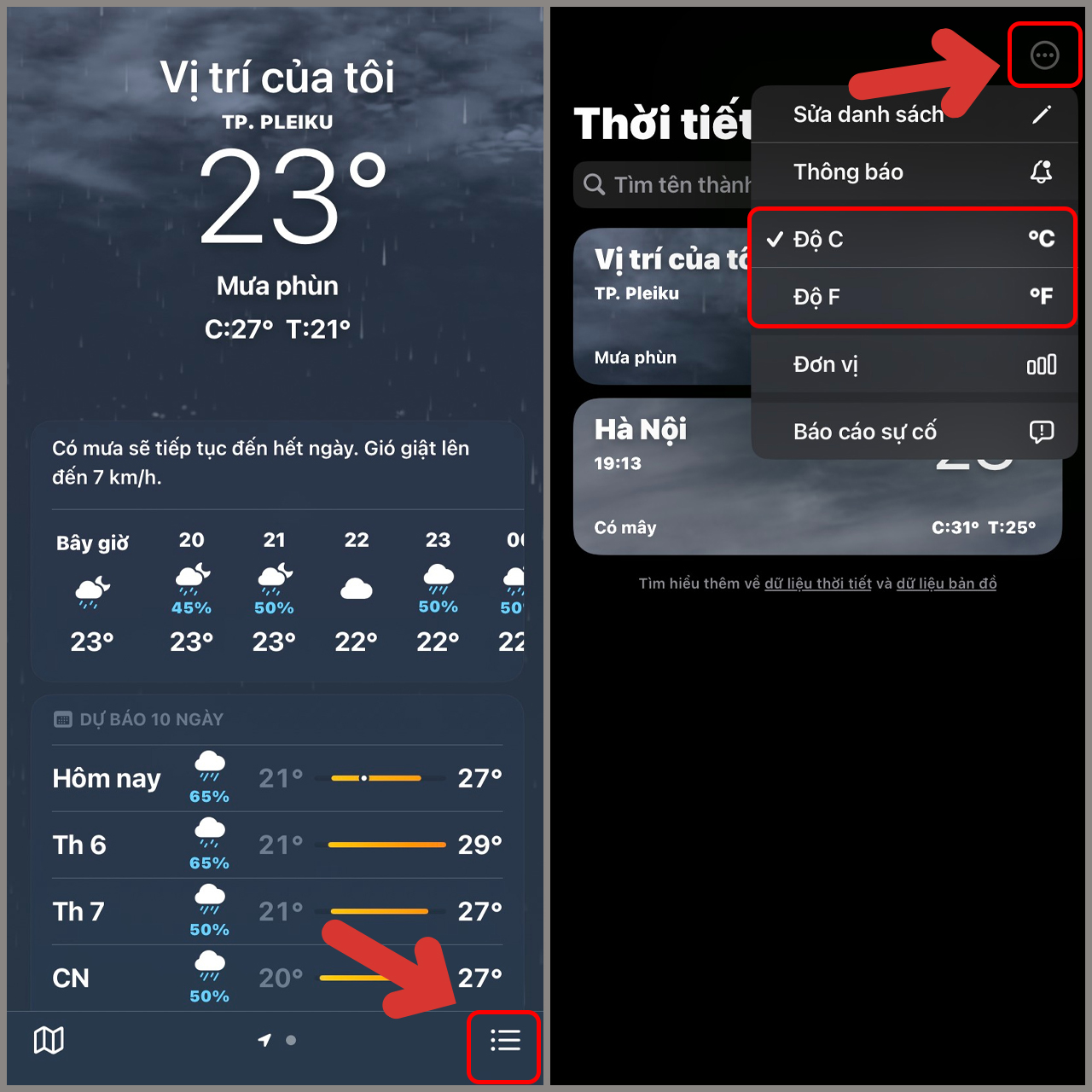 Cách xem thời tiết trên iPhone