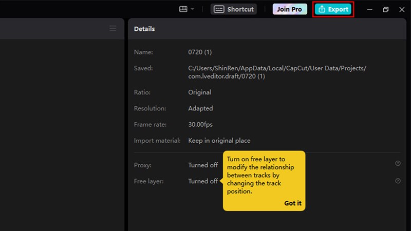 Cách xuất video CapCut trên máy tính