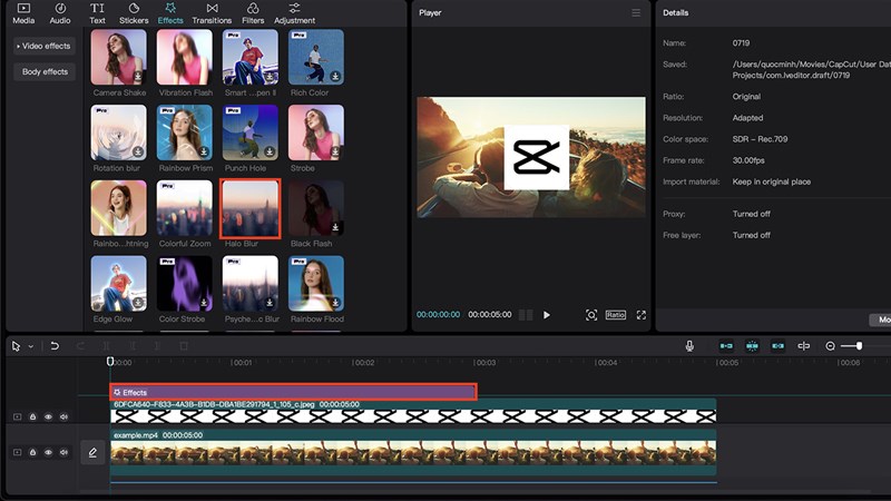 Cách làm mờ video trên CapCut máy tính