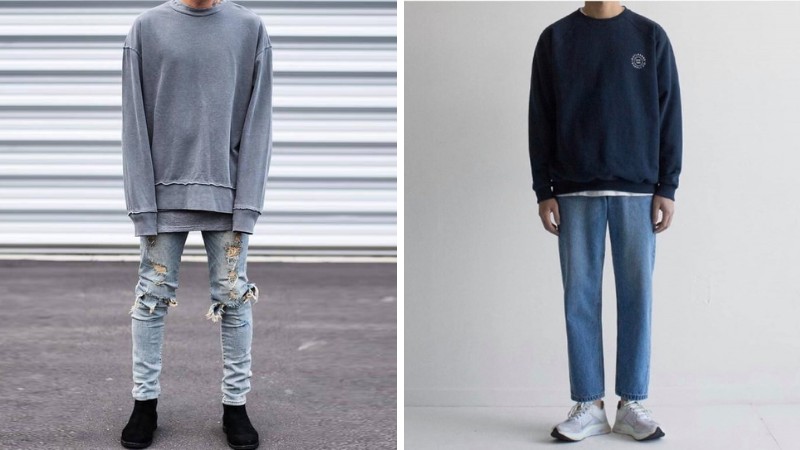 Áo sweater phối với quần jeans