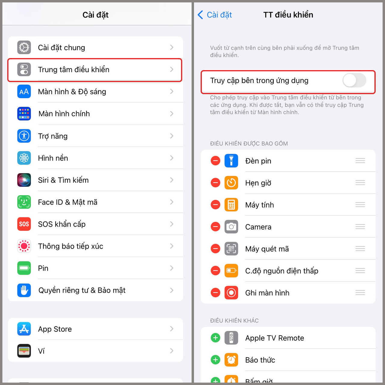 Cách bật trung tâm điều khiển trên iPhone