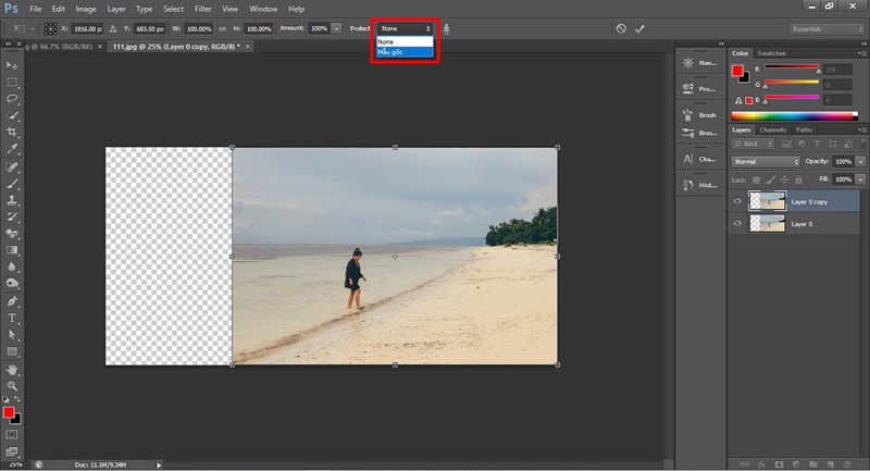 Cách mở rộng khung hình trong Photoshop