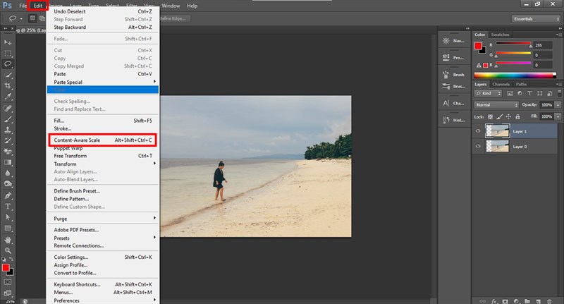 Cách mở rộng khung hình trong Photoshop