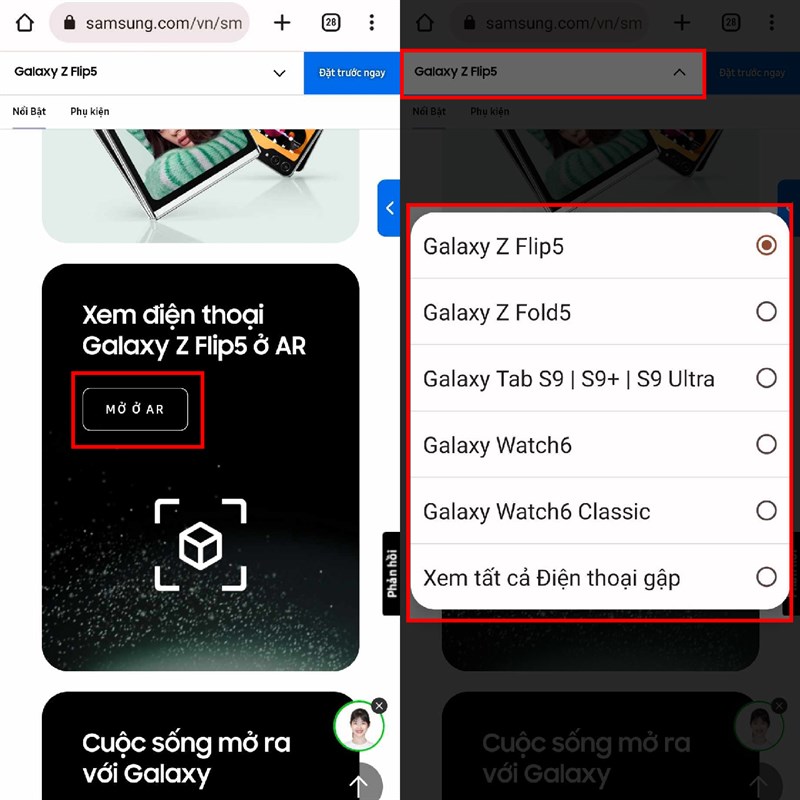 Hướng dẫn cách xem Galaxy Z 2023 AR