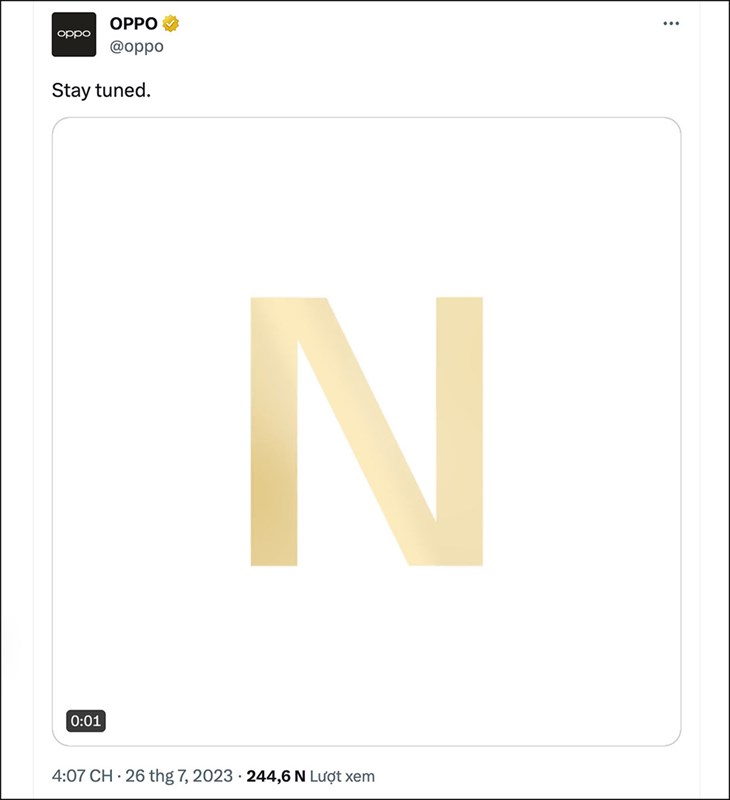 OPPO đăng tải đoạn teaser trên trang Twitter chính thức của hãng