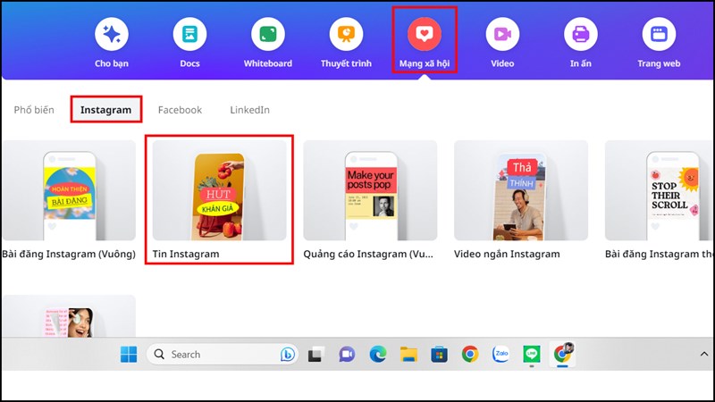 Cách tạo Instagram story trên Canva