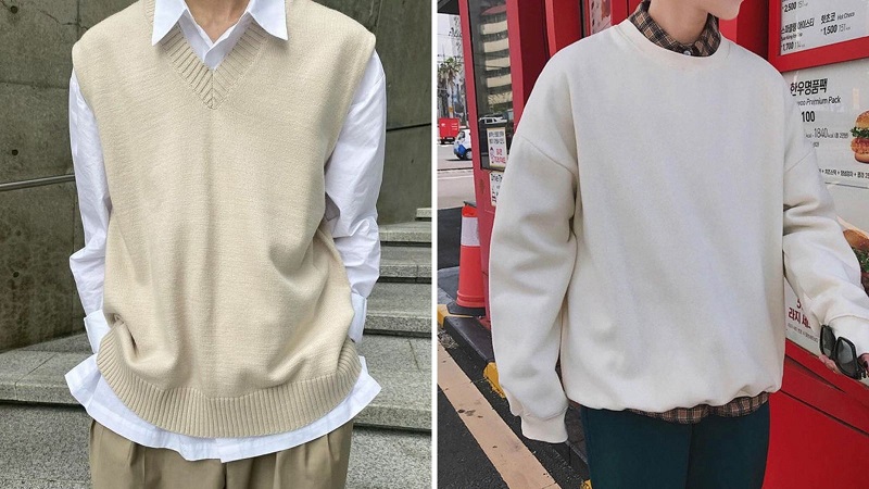 Áo sơ mi kết hợp cùng sweater