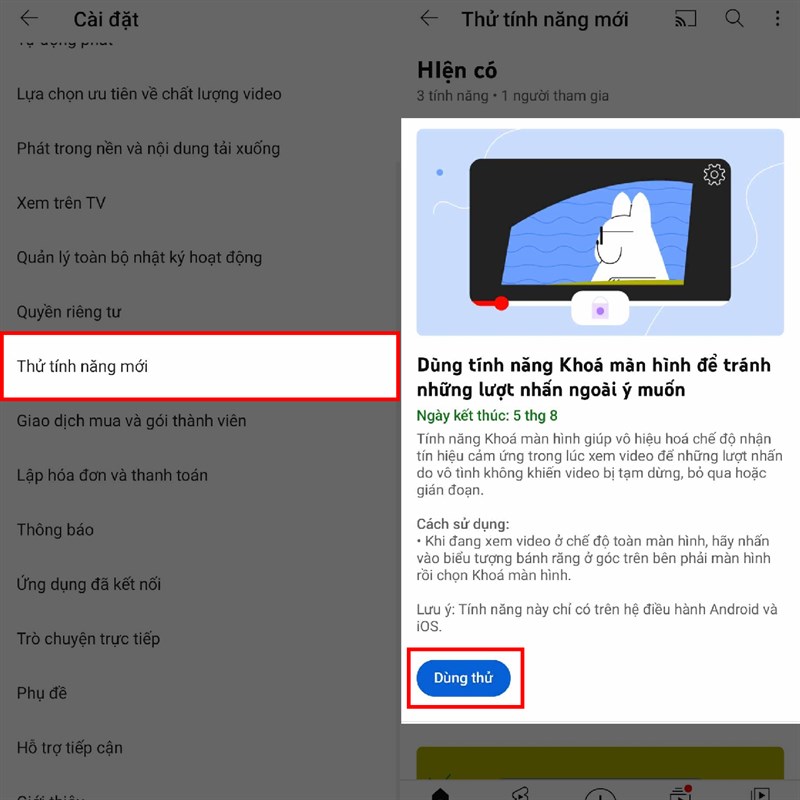 Hướng dẫn cách khóa màn hình YouTube