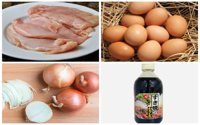 Nguyên liệu làm cơm gà trứng kiểu Nhật Bản