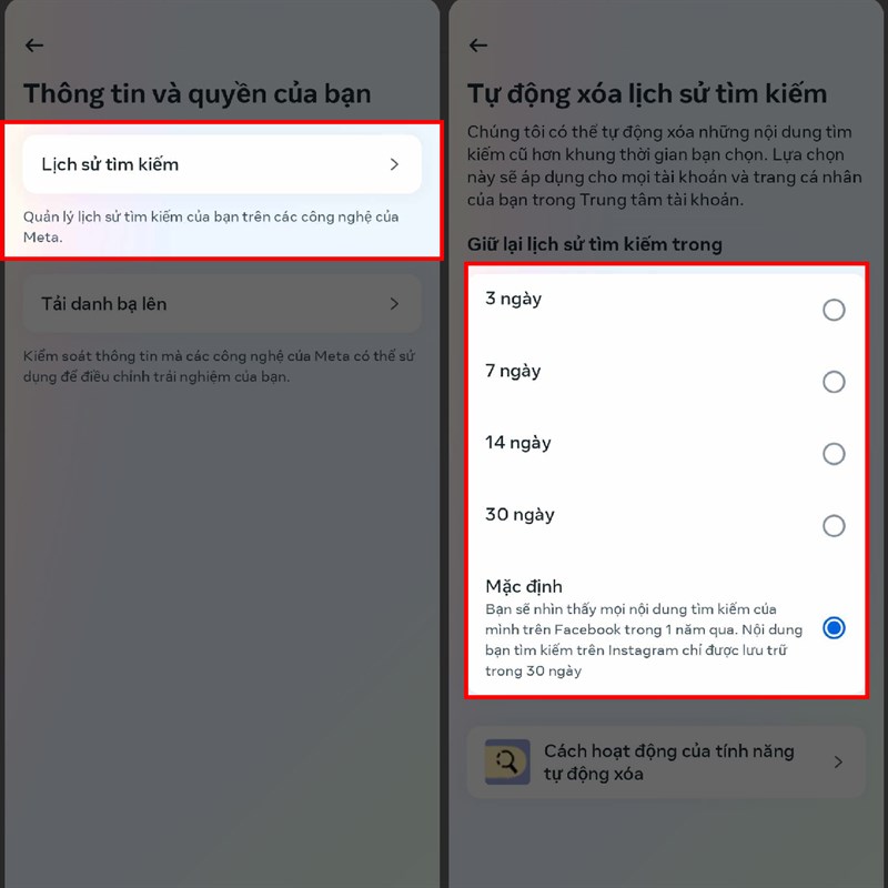 Cách xóa lịch sử tìm kiếm tự động trên Facebook