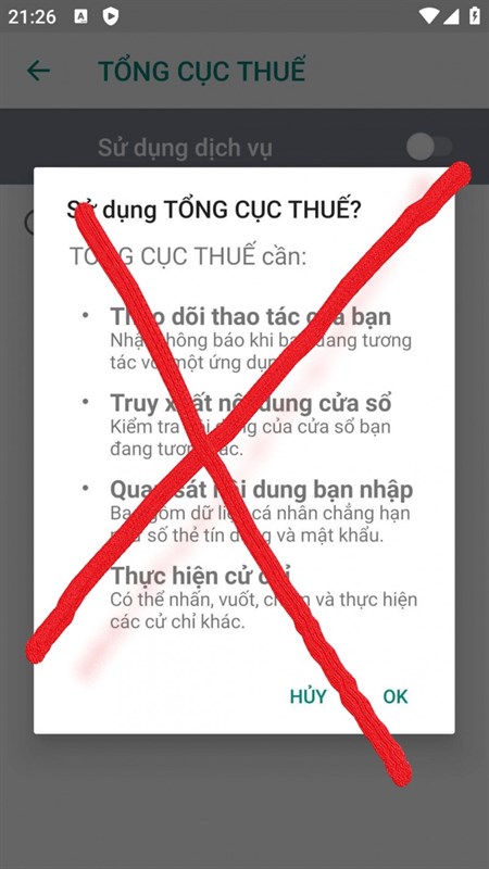 App giả mạo đòi quyền truy cập vào các dữ liệu nhạy cảm trên điện thoại