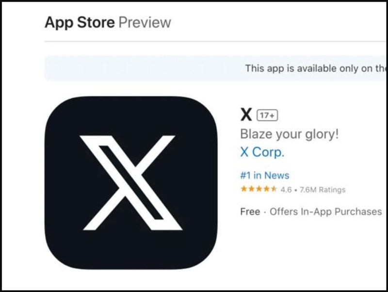 Twitter đã chính thức bị đổi tên thành kí tự X trên App Store