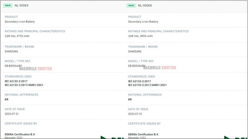 Cơ sở chứng nhận cho biết dung lượng pin của Samsung Galaxy S24+ và Samsung Galaxy S24 Ultra