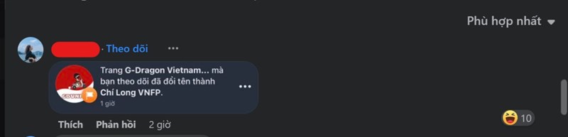fanpage của nam ca sĩ G-Dragon tại Việt Nam đã bị đổi tên thành “Chí Long VNFP” fanpage của nam ca sĩ G-Dragon tại Việt Nam đã bị đổi tên thành “Chí Long VNFP”