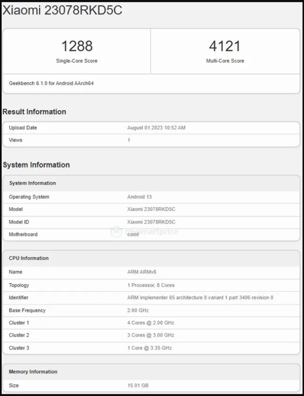 Điểm số Geekbench bị rò rỉ của Redmi K60 Ultra