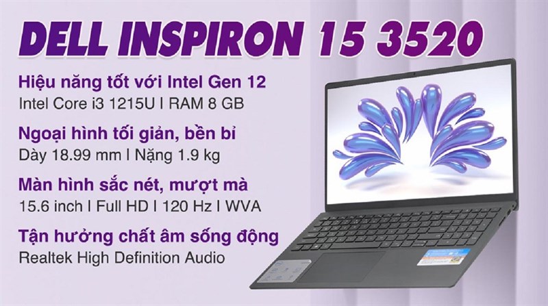  Dell Inspiron 3520 i3 1215U (71003264): Laptop dành cho sinh viên