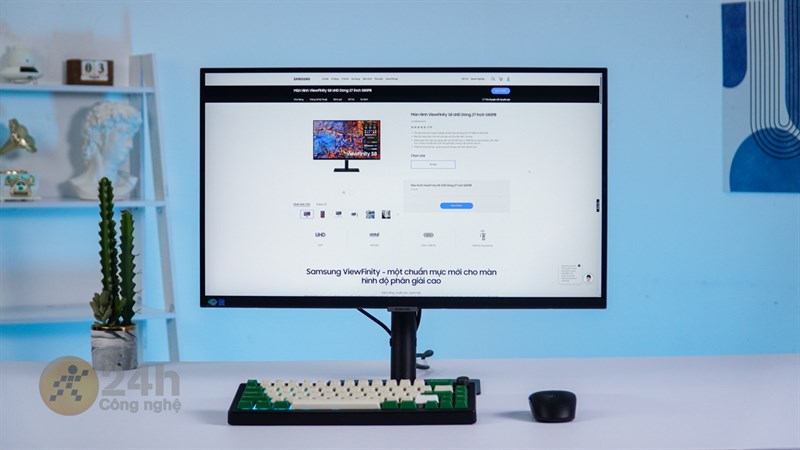 Viền màn hình Samsung ViewFinity S8 mỏng đều nên mang lại góc nhìn thoáng khi sử dụng