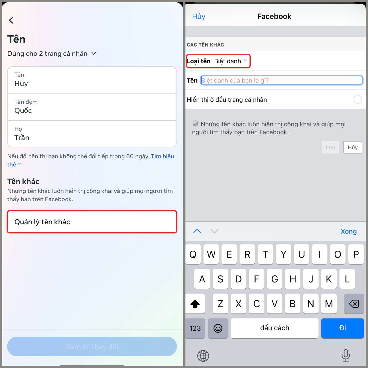 Cách đổi tên Facebook