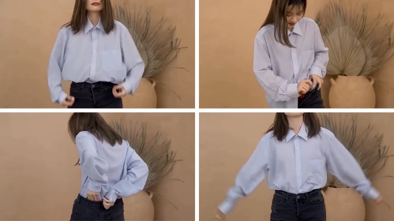 Simple trick to keep a button-down shirt in place