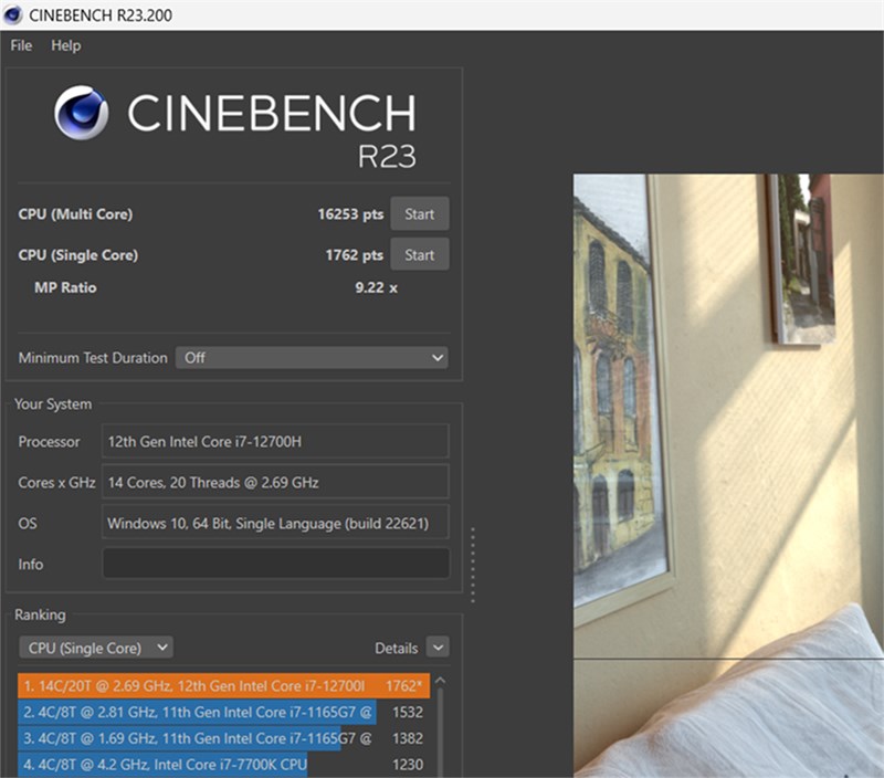 Điểm Cinebnench R23 của ASUS TUF F15 FX507ZU4 Điểm Cinebnench R23 của ASUS TUF F15 FX507ZU4