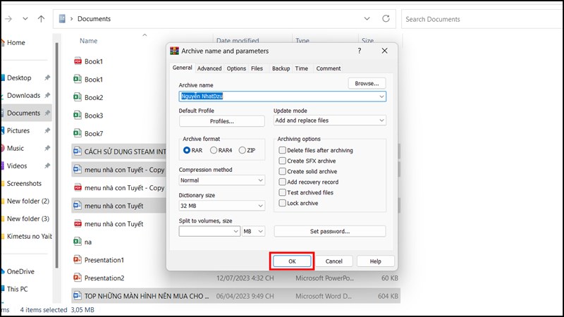 Cách nén nhiều tập tin file Word bằng WinRAR Cách nén nhiều tập tin file Word bằng WinRAR