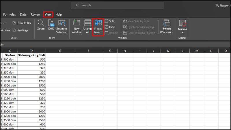 Cách cố định dòng và cột trong Excel