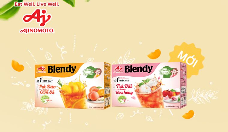 Blendy ra mắt sản phẩm trà đào hương cam sả và hương hoa hồng mới