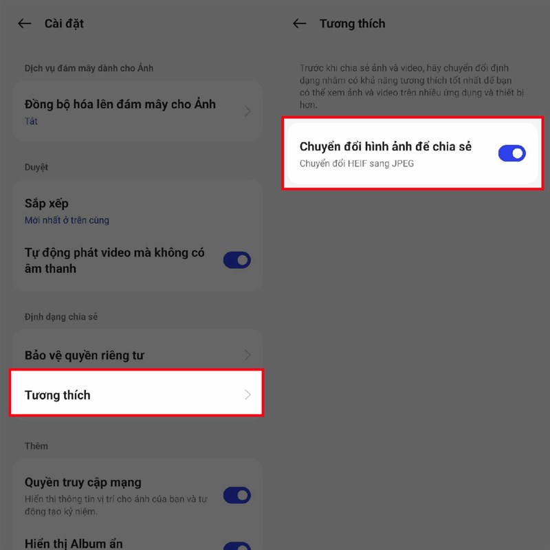 Cách chuyển ảnh HEIC sang JPG trên điện thoại OPPO