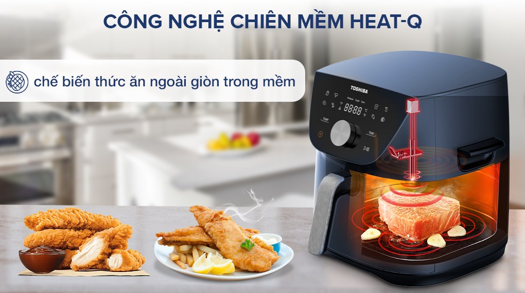 Nồi chiên không dầu Toshiba AF-74CS2SRVN(B) 7.4 lít - Công nghệ chiên mềm Heat-Q