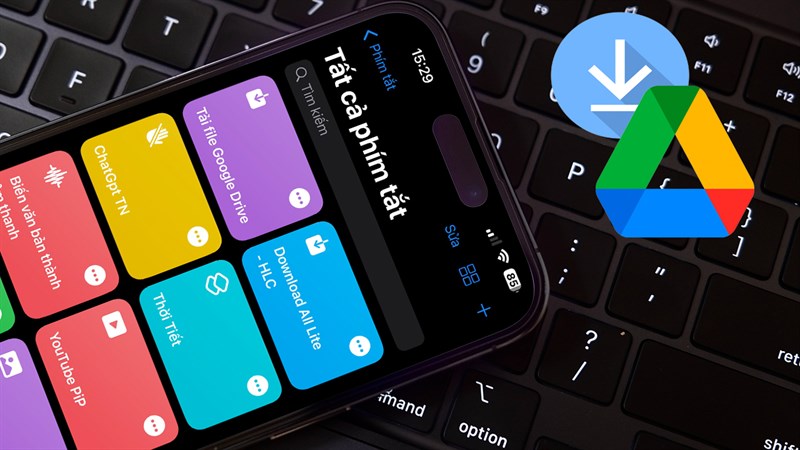 Cách tạo phím tắt để tải file từ Google Drive trên iPhone