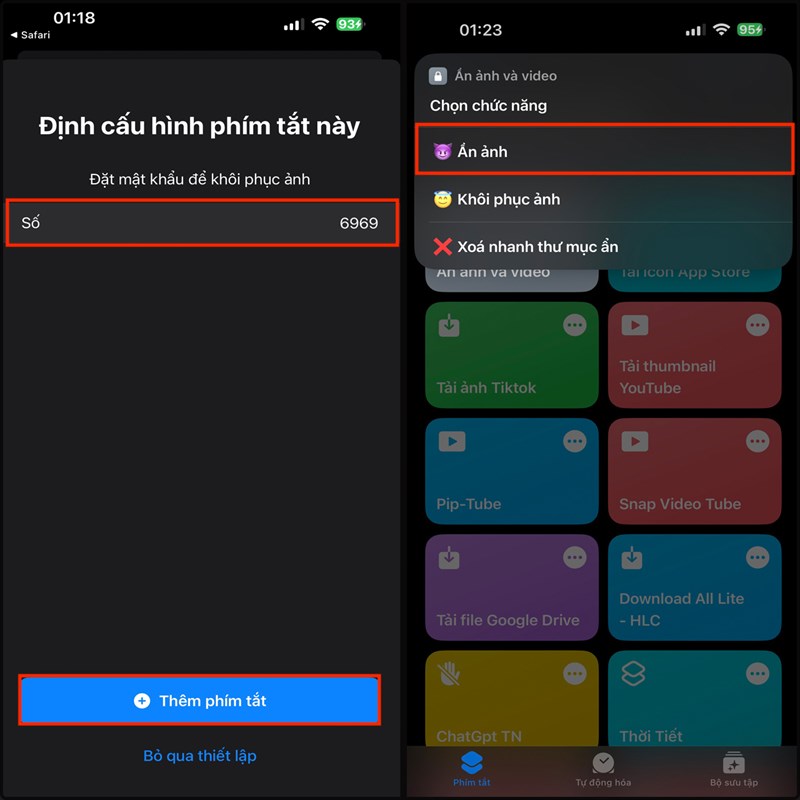 Cách tạo phím tắt ẩn ảnh và video trên iPhone