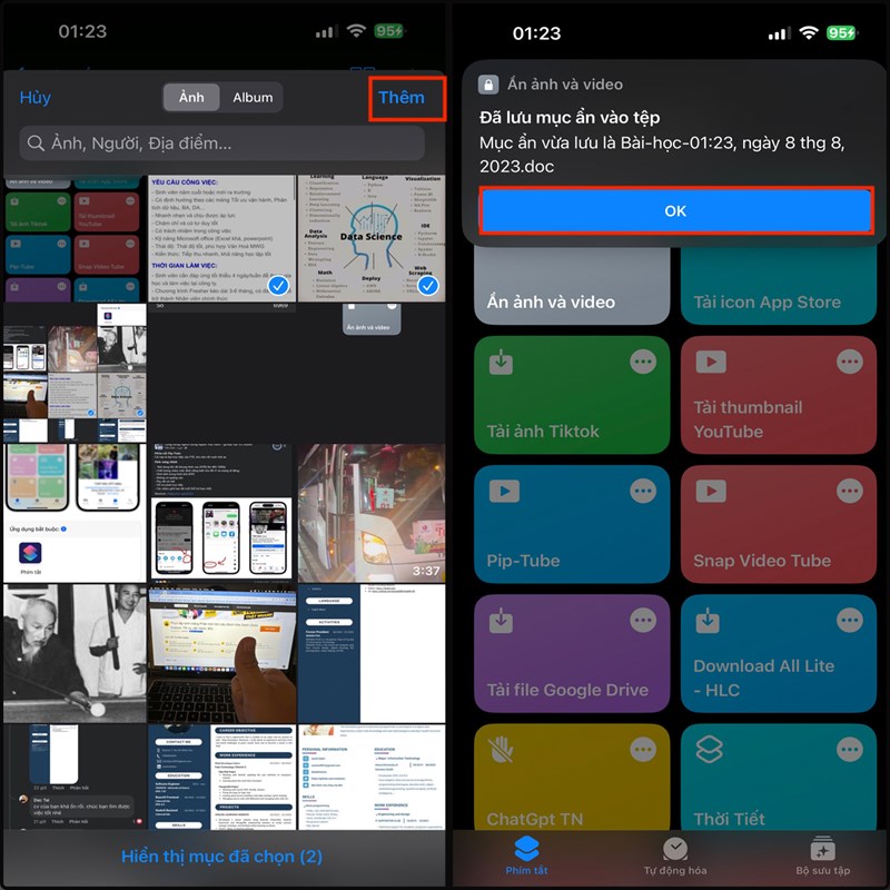 Cách tạo phím tắt ẩn ảnh và video trên iPhone