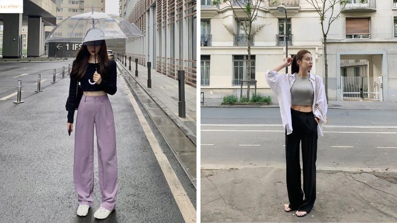 Quần ống suông và áo crop top