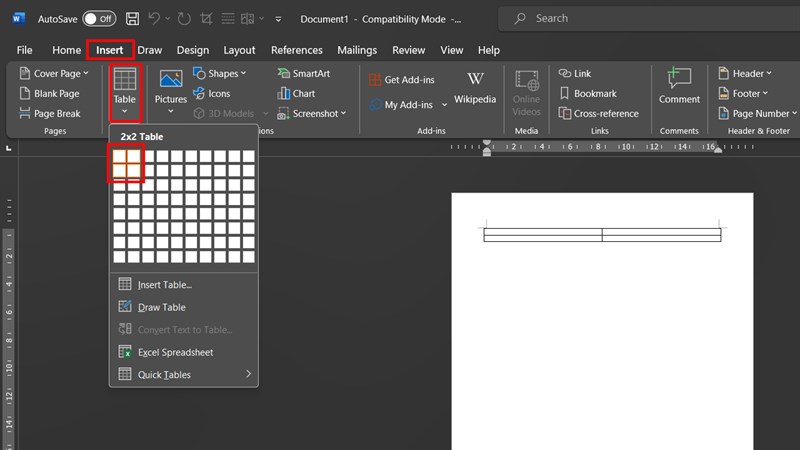 Cách chia bố cục trang Word thành 4 phần
