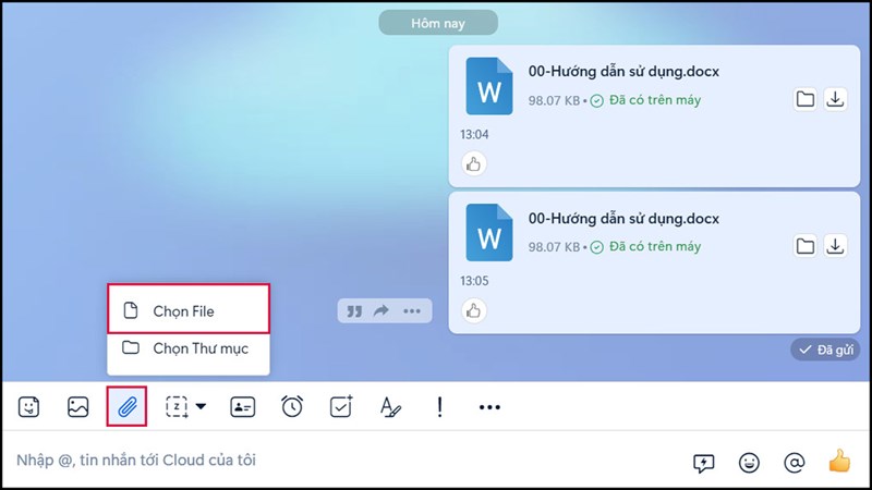 Cách gửi file Word qua Zalo
