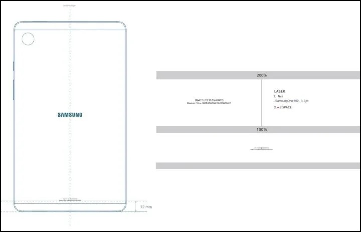 Bản vẽ thiết kế của Galaxy Tab A9.