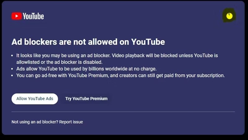 Một số người dùng bắt đầu nhận được thông báo giới hạn trình chặn quảng cáo trên YouTube