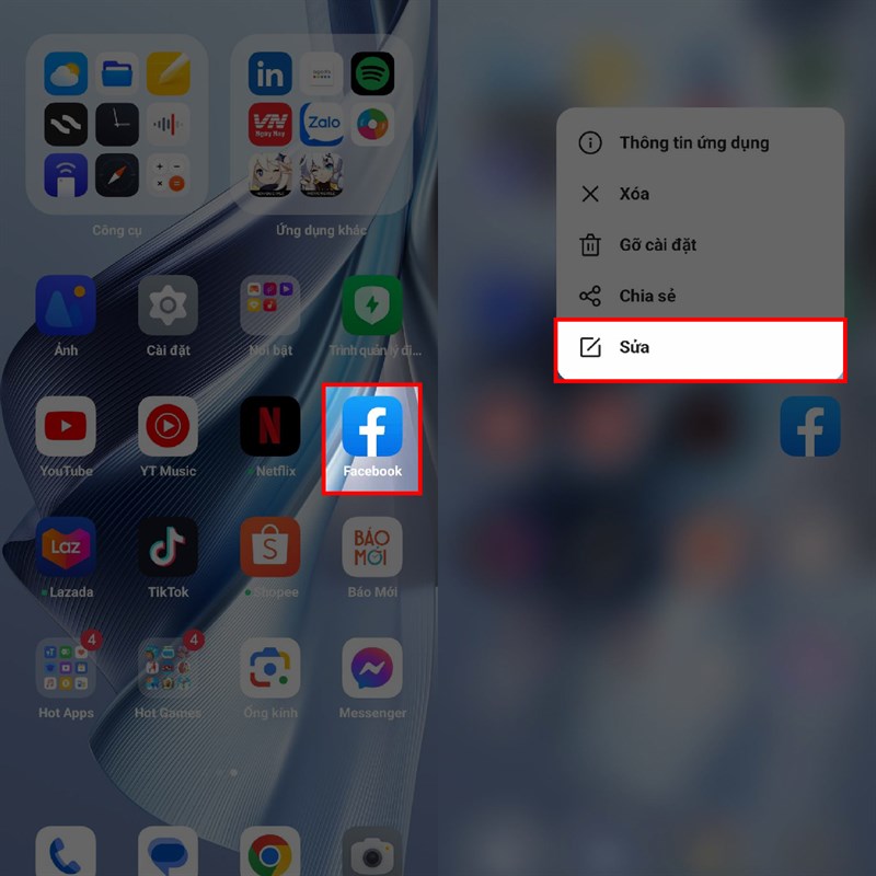 Cách sửa biểu tượng ứng dụng trên OPPO Reno10 Pro 5G