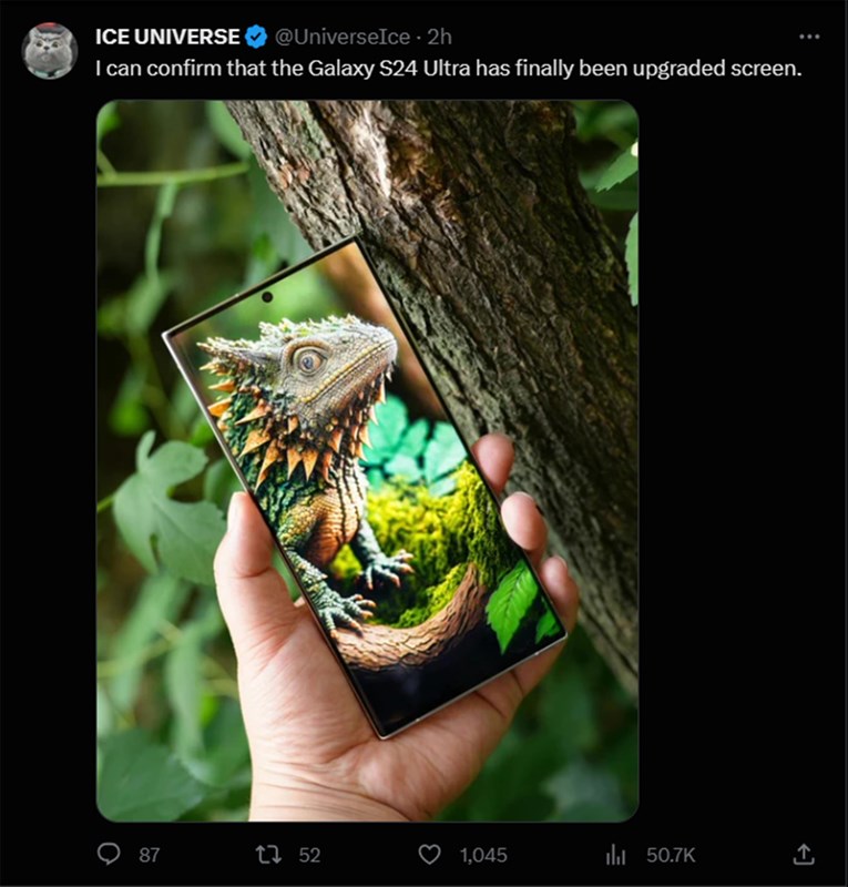 Ice Universe cho rằng Galaxy S24 Ultra sẽ được nâng cấp tần số quét lên cao hơn