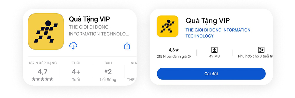 Tải Ứng dụng Quà tặng VIP và Đăng ký tài khoản.
