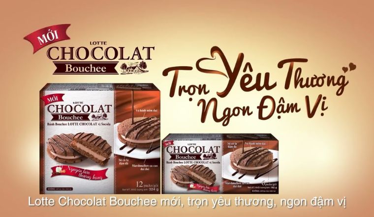 Mê đắm với bánh Bouchee Lotte Chocolat vị socola mềm dai, ngon thượng hạng