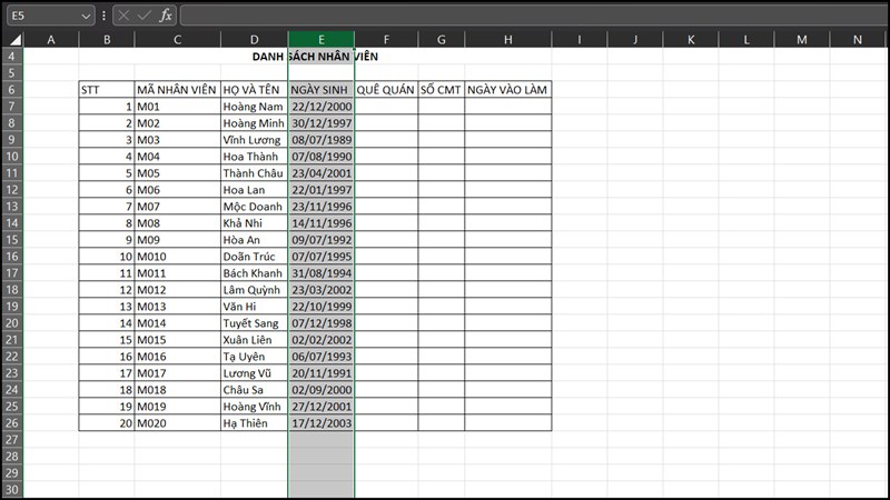 Cách tạo bảng chấm công trên Microsoft Excel
