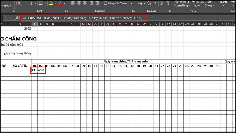 Cách tạo bảng chấm công trên Microsoft Excel